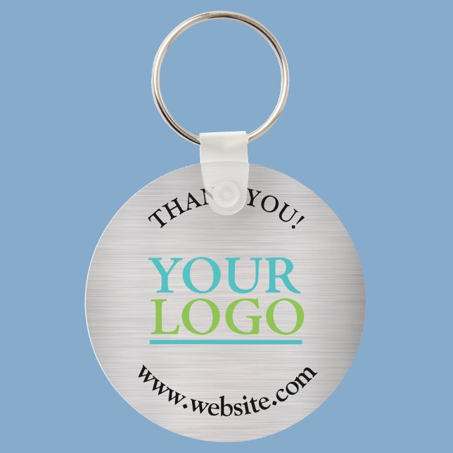 Thank You, Your Logo, Name Website, Brushed Silver Keychain (Creator Uploaded)