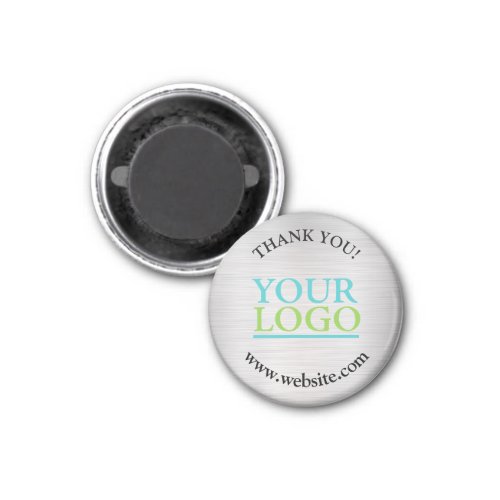 Thank You Your Logo Name Website Brushed Silver Magnet