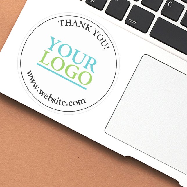 Thank You, Your Logo or Art, Name & Website Round Sticker (Creator Uploaded)