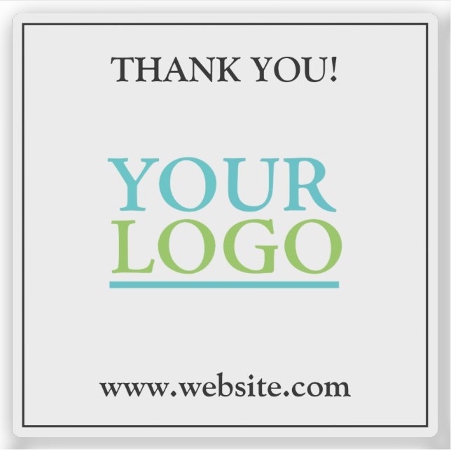 Thank You, Your Logo or Art, Name & Website Square Sticker (Front)