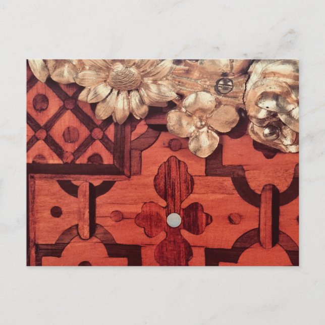 Thank You, your name, inlaid wood & gold image, Postcard (Front)