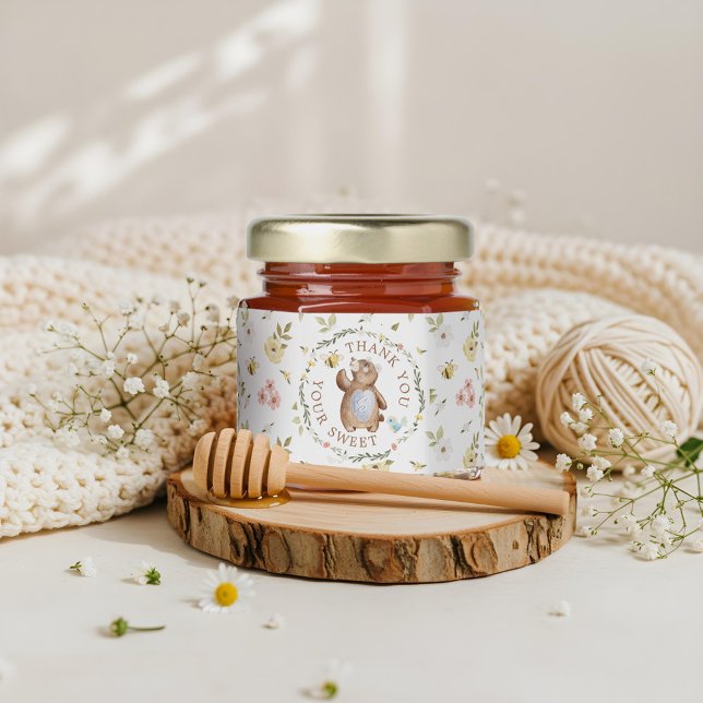 Thank You Your Sweet Knitted Woodland Bear Floral Honey Jar Favors (Thank You Your Sweet Knitted Woodland Bear Floral Honey Jar Favors)
