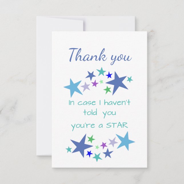 Thank You You're a Star Inspirational Quote Card (Front)