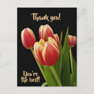 Thank You, You're the Best Postcard With Tulips