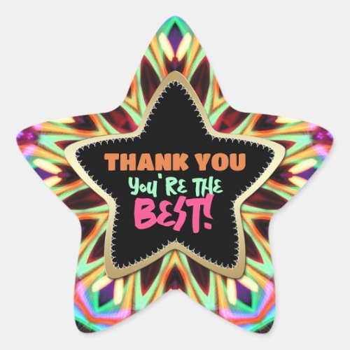 Thank You â Youre the Best Rainbow Colors Star Star Sticker