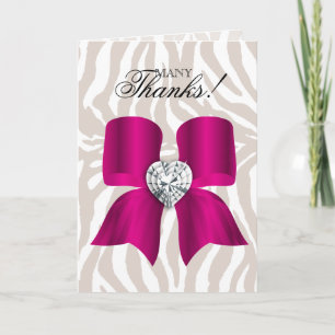 Thank You Zebra Fashion Jewelry Bow Thank You Card