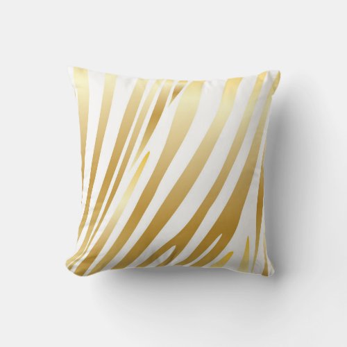 Thank You Zebra Gold Stripes Pattern Trendy Decor Throw Pillow