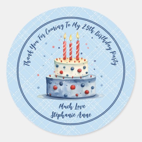 Thank Your Birthday Cake  Candles Favor  Classic Round Sticker