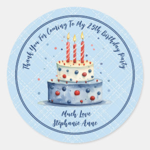 Thank Your Birthday Cake & Candles Favor Classic Round Sticker
