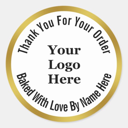 Thank Your Black White Gold Baking Your Logo Here Classic Round Sticker