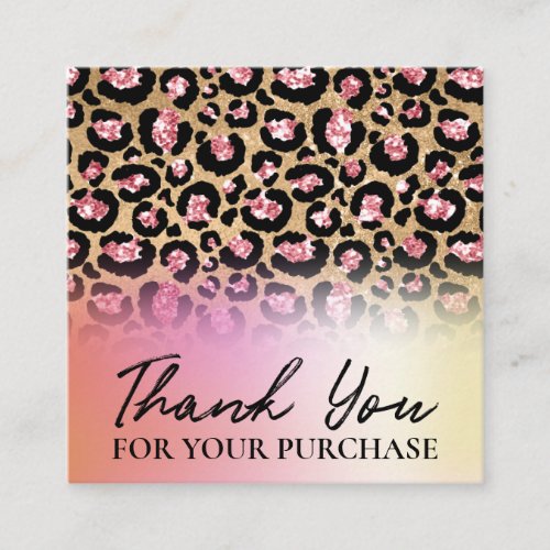 Thank Your For Your Order Leopard And Holographic Square Business Card