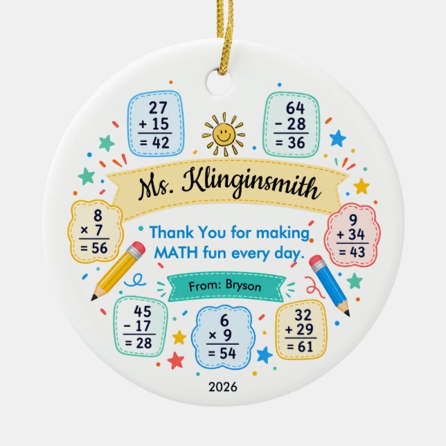 Thank Your Math Teacher Problems Ornament (Front)