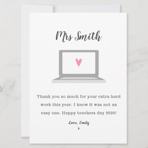 Thank youteacher mentor appreciation online class  card