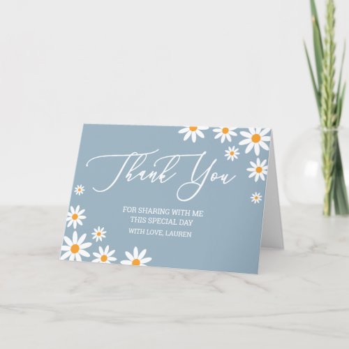 Thank yoy card boho Daisies dusty blue