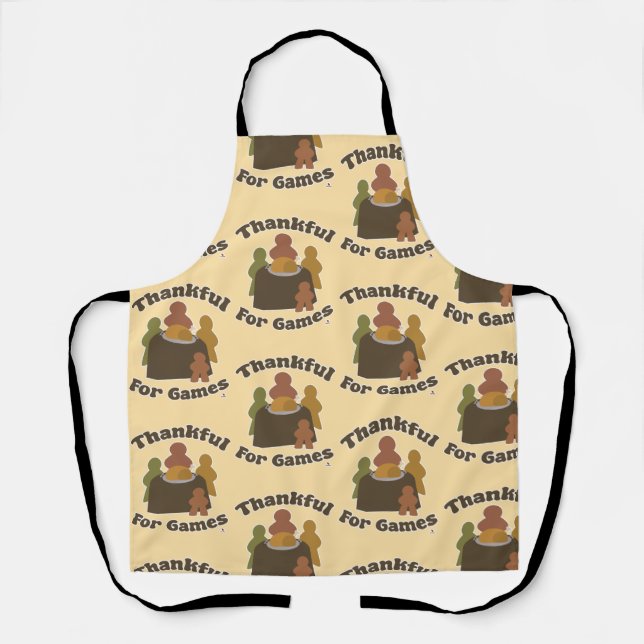 Thankful 4 Games Thanksgiving Pattern Fun Apron (Front)