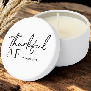 Thankful AF Funny Modern White Black Mini Candle Favors