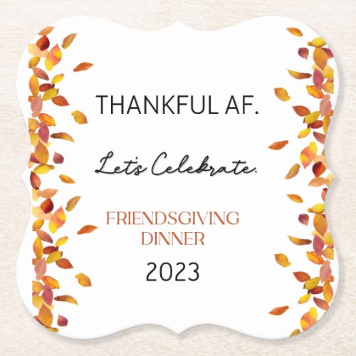 Thankful AF set of 6 Paper Coaster