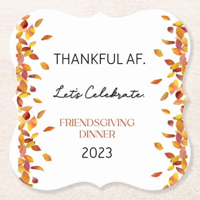 Thankful AF set of 6 Paper Coaster (Front)