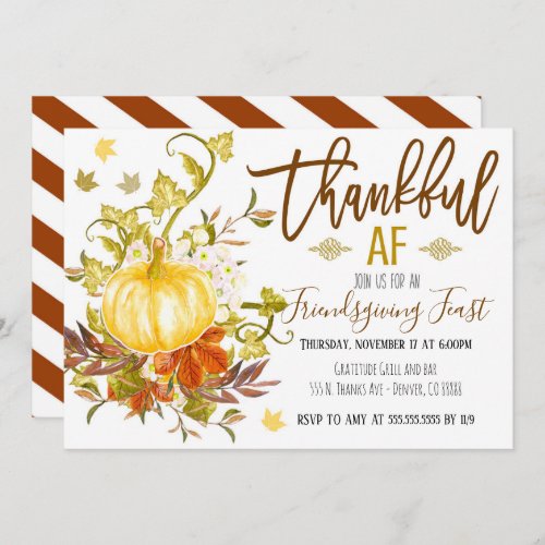 Thankful AF Thanksgiving Invitation