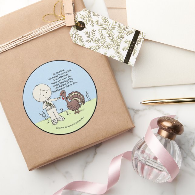 Thankful and Appreciative Classic Round Sticker (Gifting)