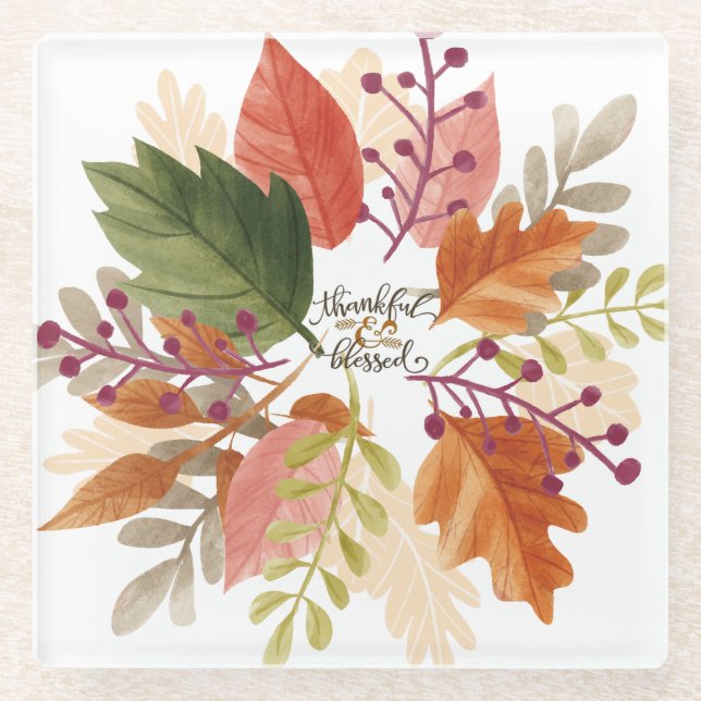 Thankful and Blessed Autumn Coasters (Front)