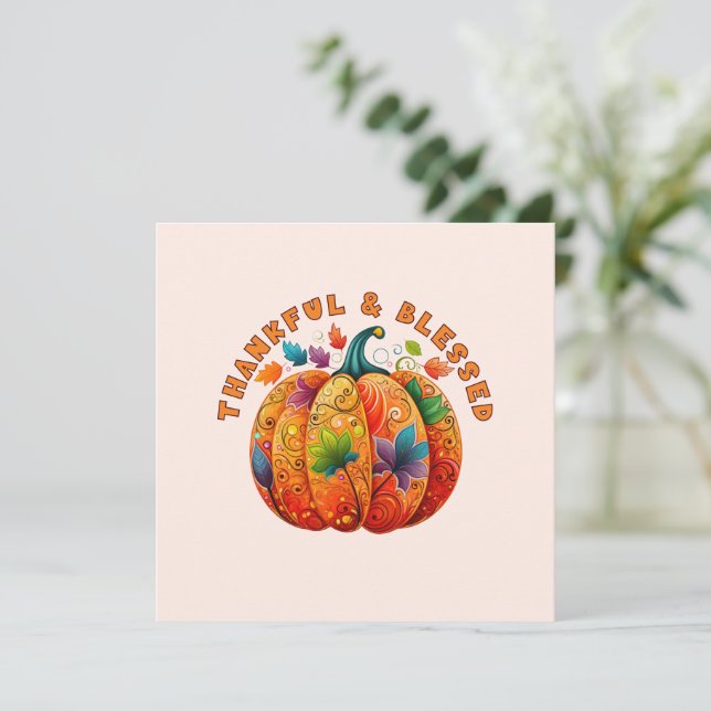 Thankful and Blessed Autumn Pumpkin (Standing Front)