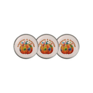 Thankful and Blessed Autumn Pumpkin Golf Ball Marker