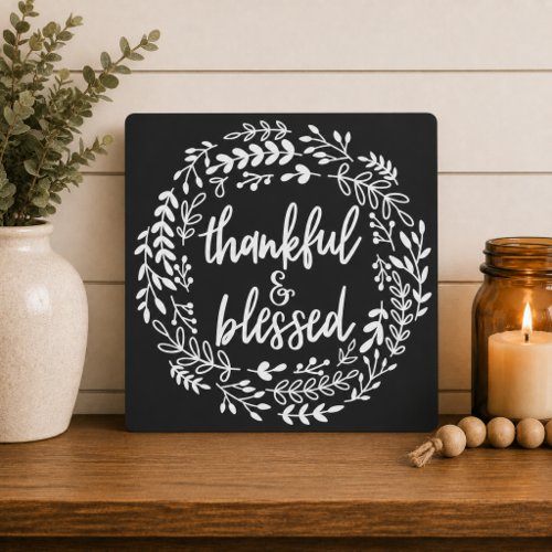 Thankful and Blessed Chalkboard Style  Metal Print