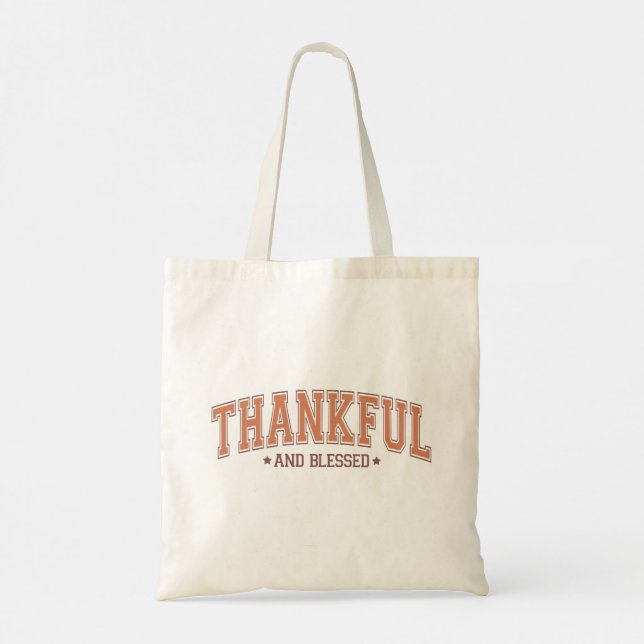 Thankful and Blessed College Letter Inspired Tote Bag (Back)