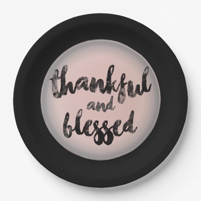 Thankful and blessed design paper plates (Front)