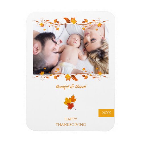 Thankful and Blessed Family Photo Thanksgiving Magnet