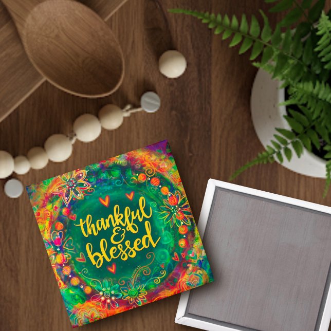 Thankful and Blessed Inspirivity Floral Pretty  Magnet (Creator Uploaded)