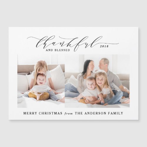 Thankful and blessed photo Christmas Holiday Card
