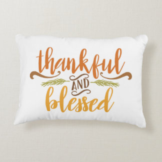 Thankful and Blessed Solid design by Solemne Accent Pillow