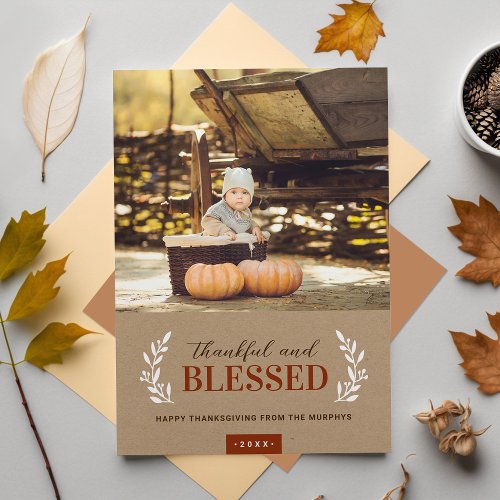 Thankful and Blessed Thanksgiving Photo Card