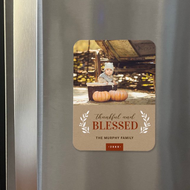 Thankful and Blessed Thanksgiving Photo Magnet (Creator Uploaded)