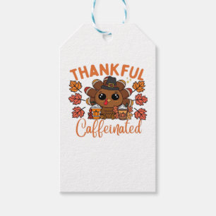 Thankful And Caffeinated Funny Thanksgiving Coffee Gift Tags
