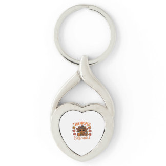 Thankful And Caffeinated Funny Thanksgiving Coffee Keychain