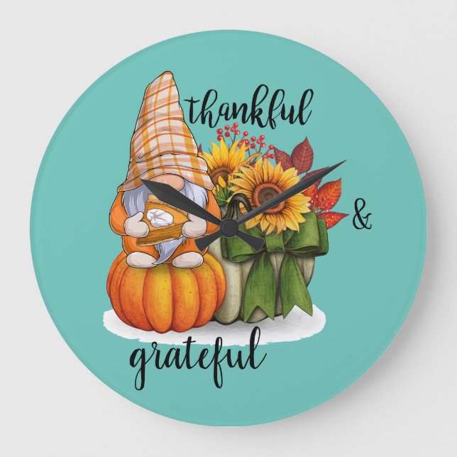 Thankful and grateful acrylic wall clock (Front)