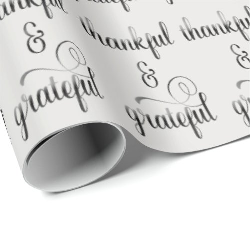 thankful and grateful fancy text wrapping paper