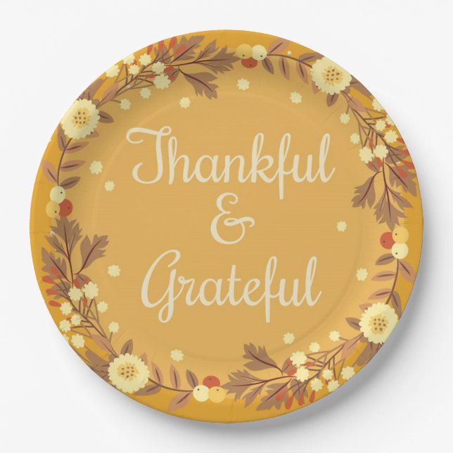Thankful and Grateful Paper Plates (Front)