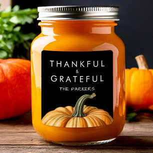Thankful and grateful sticker with pumpkin