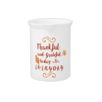 thankful and grateful thanksgiving beverage pitcher
