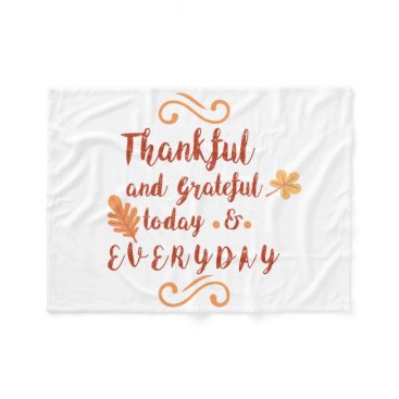 thankful and grateful thanksgiving fleece blanket