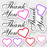 [ Thumbnail: Thankful, Appreciative "Thank You" W/ Heart Shape Sticker ]