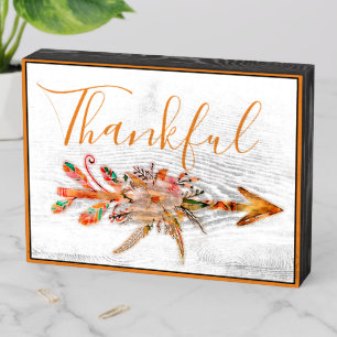 Thankful arrow wooden box sign