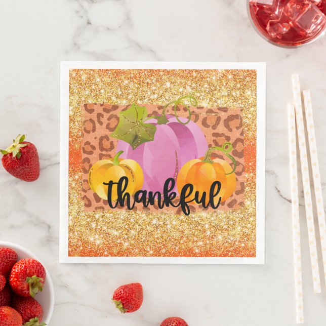 Thankful Autumn Customize Color Paper Dinner Napkins (Insitu)