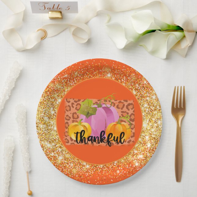 Thankful Autumn Customize Color Paper Plates (Wedding)