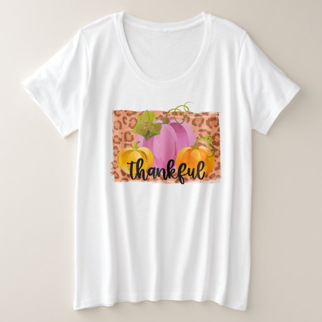 Thankful Autumn Customize Plus Size T-Shirt (Design Front)