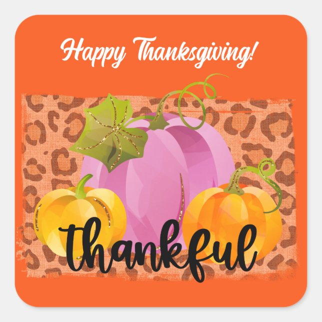 Thankful Autumn Customize Square Sticker (Front)